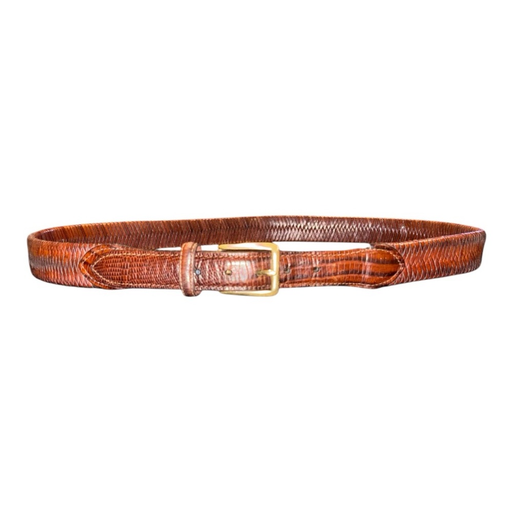 Bill Adler Studio braided leather belt with solid brass buckle. Size 38 GB
